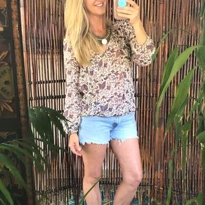 NEW Lucky Brand Purple Paisley Bohemian Blouse